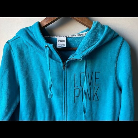 Pink Victoria’s Secret blue zip up hoodie size small - Picture 4 of 9